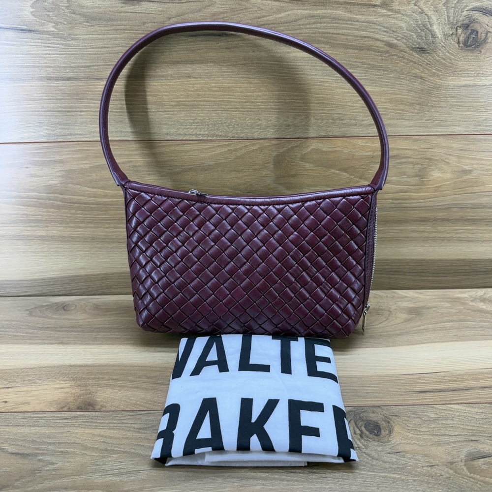 Walter Baker Hazel Hand Woven‎ Baguette Small Hobo Bag Soft Leather